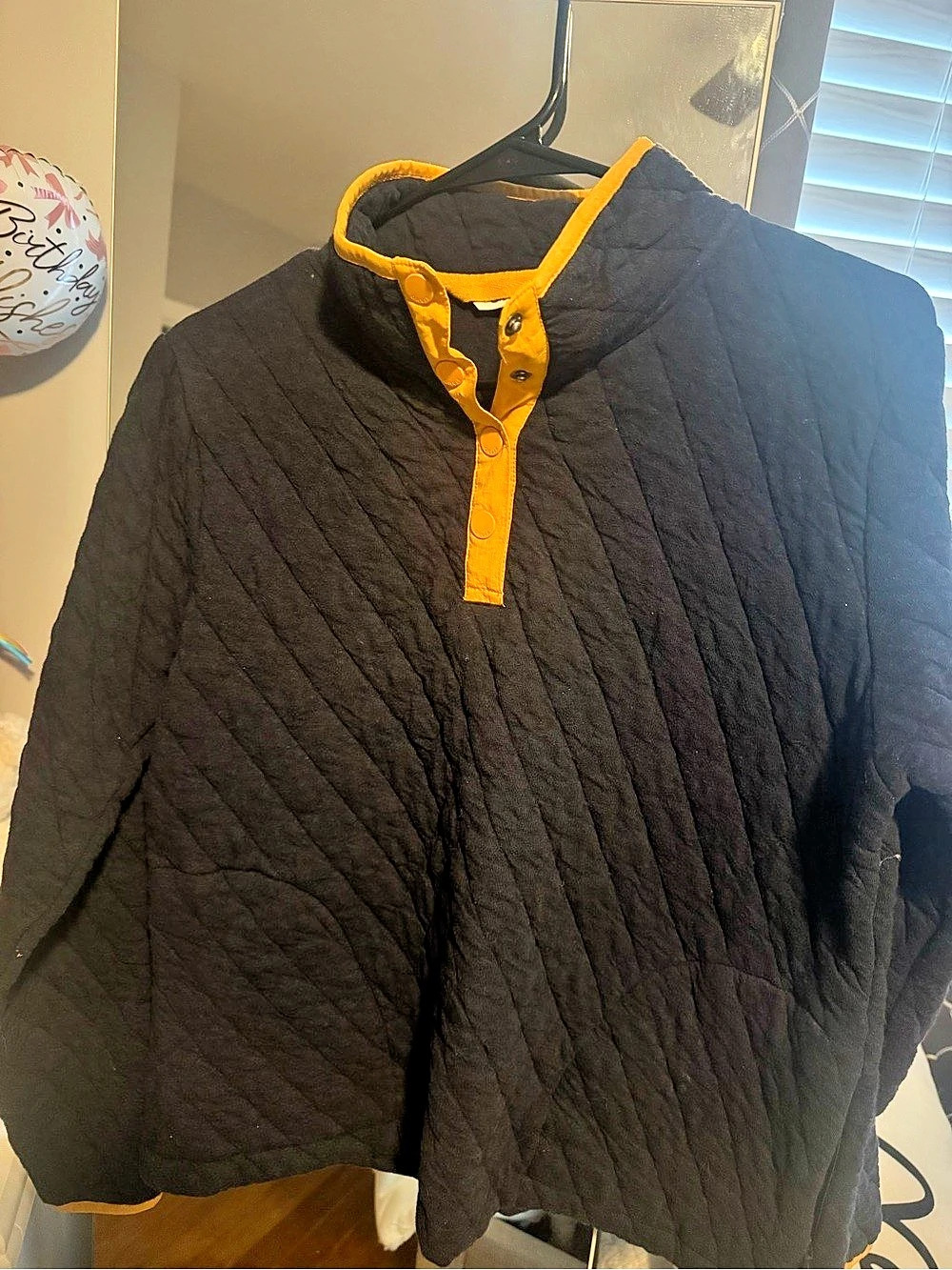 ORVIS Outdoor Quilted Snap Sweatshirt Black & Orange Medium
